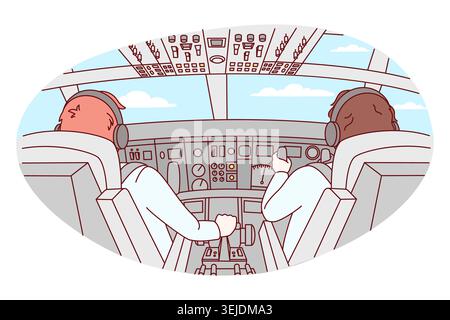Pilots in airplane cabin Stock Photo
