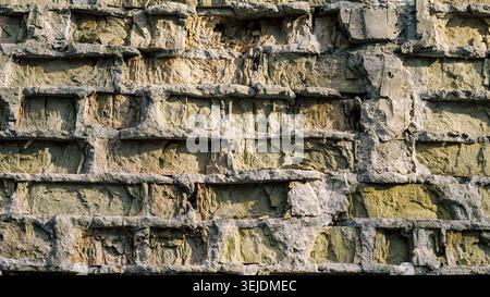 Texture pattern of old ruined brick wall Stock Photo
