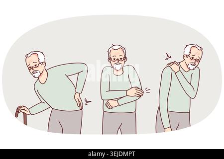 Unwell old grandfather suffer from health problems Stock Photo