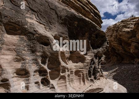 Eroded Sandstone Canyon Wall With Natural Patterns Stock Photo