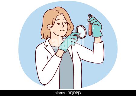 Female scientist work with tube in laboratory Stock Photo