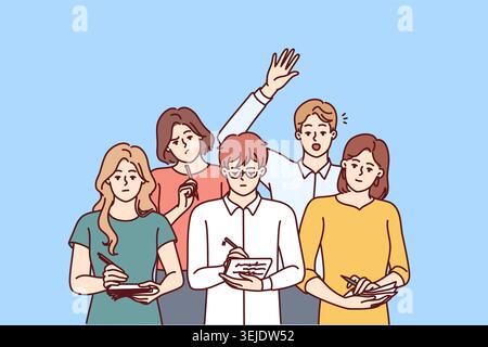 Group of business people in casual clothes are listening attentively to motivational training Stock Photo