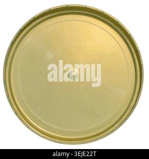 Yellow plastic bottle cap on isolated background, top view Stock Photo