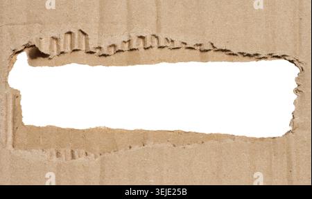 Torn edges of brown paper on a white background, space for writing Stock Photo
