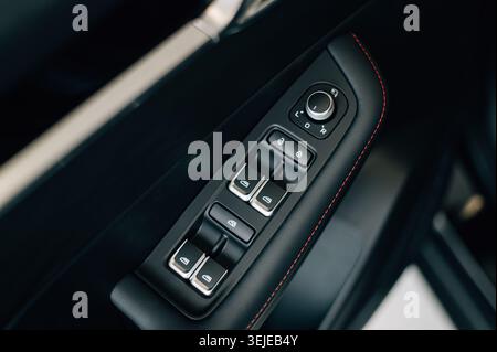 Window control buttons on car doors. High quality photo Stock Photo