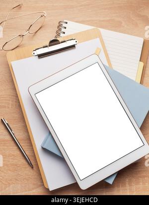 Tablet pc  and notebooks  on the office desk Stock Photo