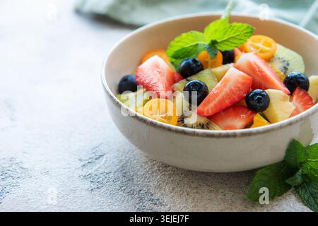 Healthy fresh fruit salad in a bowl Stock Photo