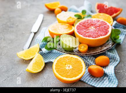 Fresh citrus fruits Stock Photo