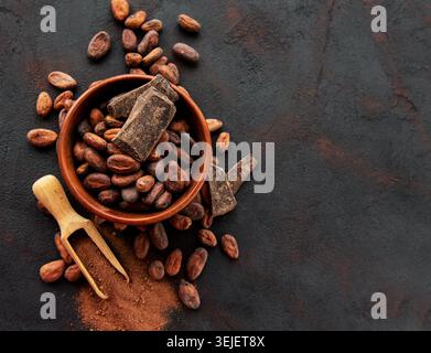 Cocoa beans and powder Stock Photo