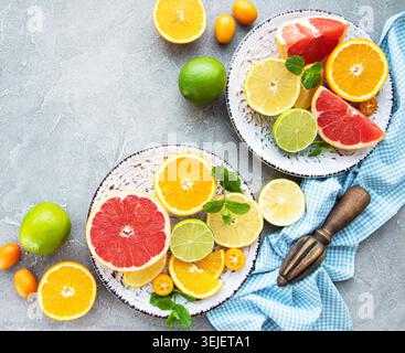 Fresh citrus fruits Stock Photo