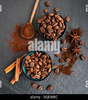 Coffee beans on a black background Stock Photo