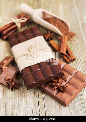 Chocolate and cocoa powder Stock Photo