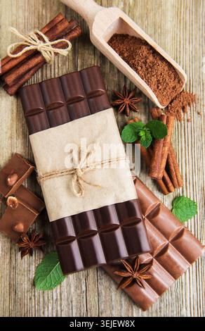 Chocolate and cocoa powder Stock Photo