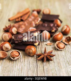 Chocolate and nuts Stock Photo