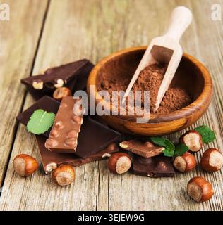Chocolate and cocoa powder Stock Photo