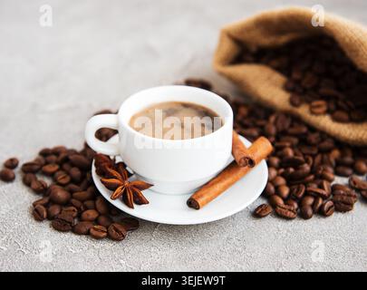 Coffee cup and coffee beans Stock Photo