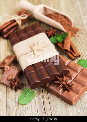 Chocolate and cocoa powder Stock Photo
