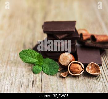 Chocolate with hazelnuts Stock Photo