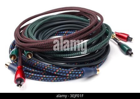 Group of audio/video cables Stock Photo
