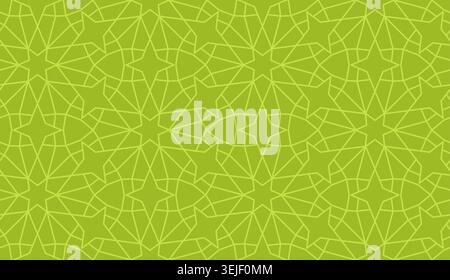 Green islamic geometric seamless pattern, background in duotone pistachio color Stock Vector