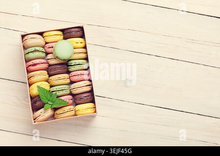 Colorful macaroons in a gift box Stock Photo
