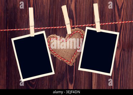 Valentines day heart toy and photos Stock Photo