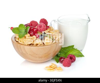 Fresh corn flakes with berries Stock Photo