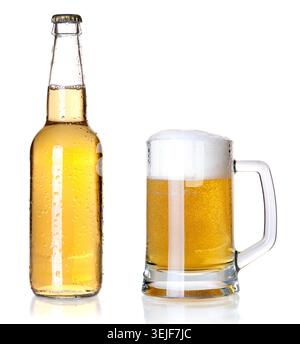 Bottle and glass with lager beer Stock Photo