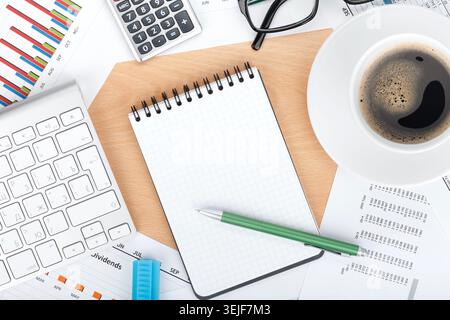 Blank notepad with pen Stock Photo