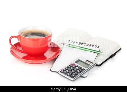 Coffee cup and office supplies Stock Photo