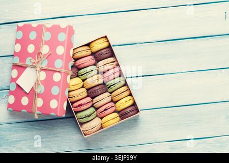 Colorful macaroons in a gift box Stock Photo