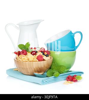 Fresh corn flakes with berries Stock Photo