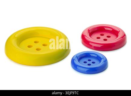 Three colored sewing buttons Stock Photo