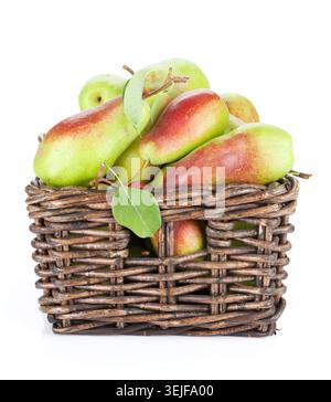 Pears in basket Stock Photo