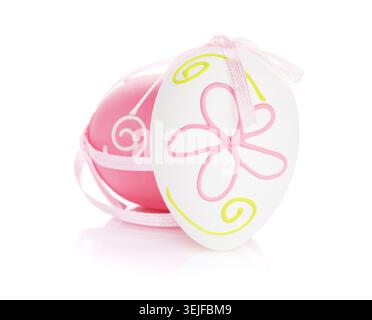 Easter eggs with ribbon Stock Photo