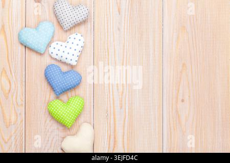 Valentines day background with toy hearts Stock Photo