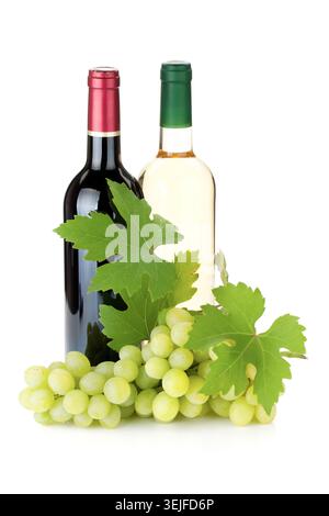 Two wine bottles and grapes Stock Photo