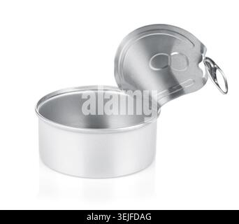 Empty opened tin can Stock Photo