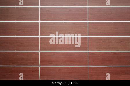 Stoneware tile panels with wood effect for ventilated walls or facades. Background and texture. Stock Photo