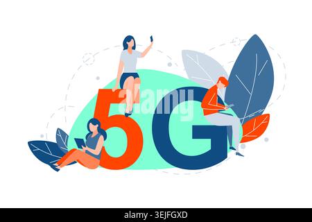 5g network, mobile technologies, communication concept Stock Photo