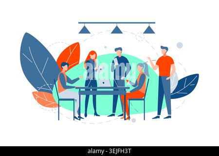 Meeting, coworking, teamwork, analysis, business, brainstorming concept Stock Photo