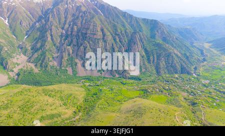 Snow Patterns on Alpine Highlands Drone Landscape Stock Photo