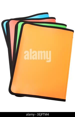 Bright colored plastic folders Stock Photo
