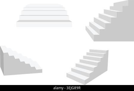 3D white isolated stair and ladder, architectural vector concept Stock Vector
