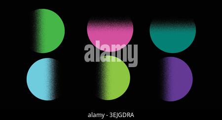Vibrant colorful gradient circles on a black background composition Stock Vector