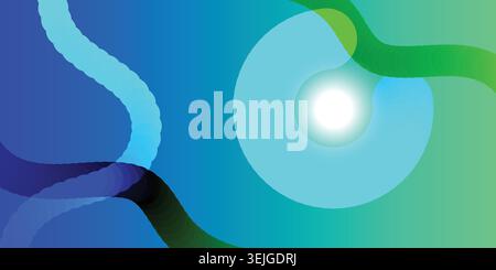 Vibrant abstract design with swirling blue and green shapes and a bright white center Stock Vector