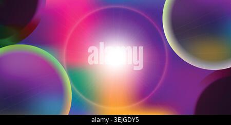Vibrant multicolored abstract background with glowing circles and bright light Stock Vector