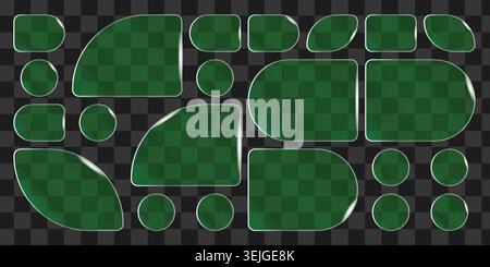 Green checkered shapes on transparent background Stock Vector