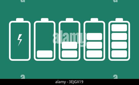 Battery charge indicator icons. Phone charge level. Vector Illustration. Stock Vector