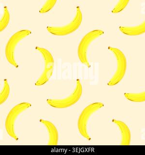 Banana yellow seamless pattern. Vector design. Stock Vector
